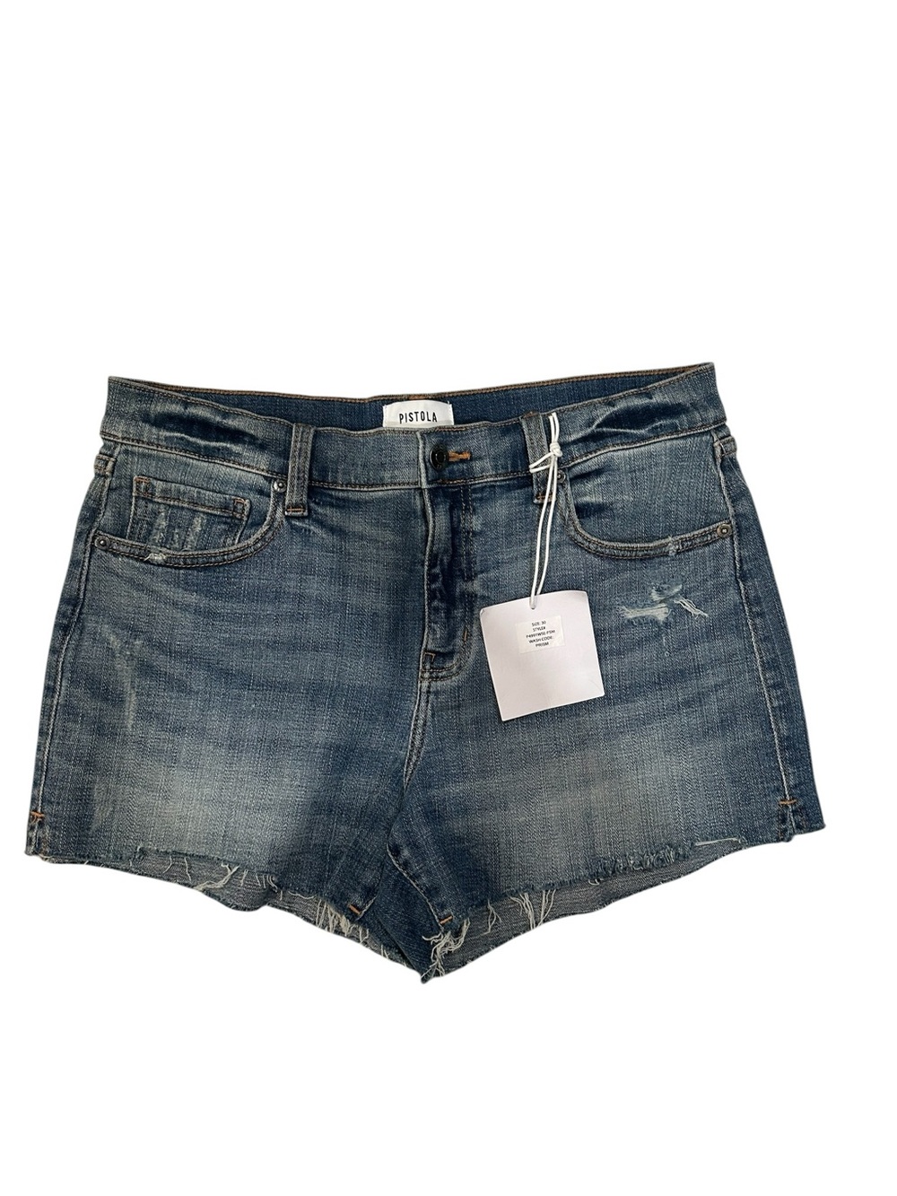 pistola prism denim raw hem shorts